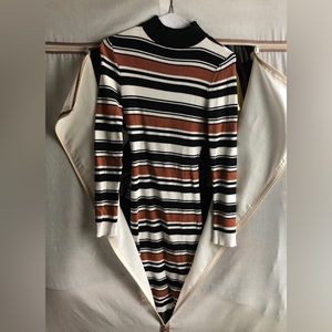 Hem & Thread Casual Midi BodyCon Stripe Striped Dress Small